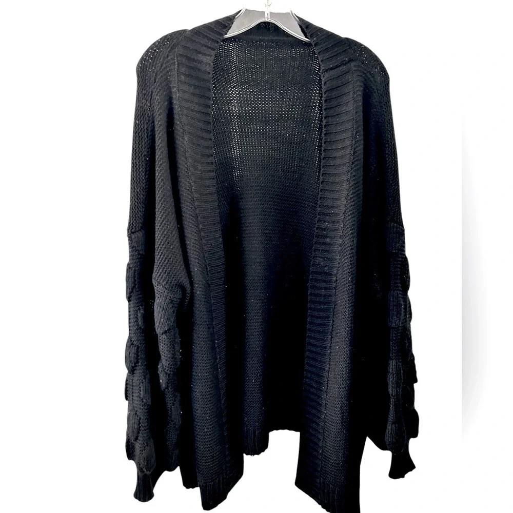 Women's‎ Black Loose Open Front Knit Cardigan Size XL
